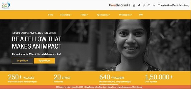 SBI Youth For India Fellowship Official Website 