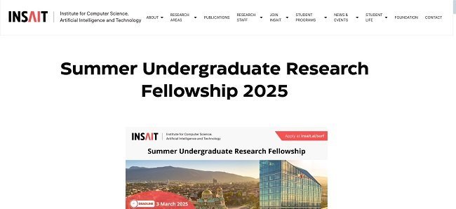 INSAIT Summer Undergraduate Research Fellowship Official Website